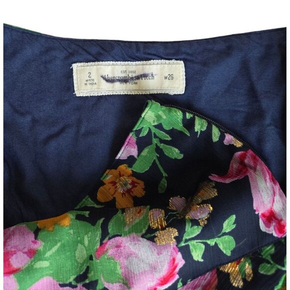 Abercrombie & Fitch Floral A-Line Mini Skirt Women's 2 Fully Lined Side Zip - Picture 6 of 8